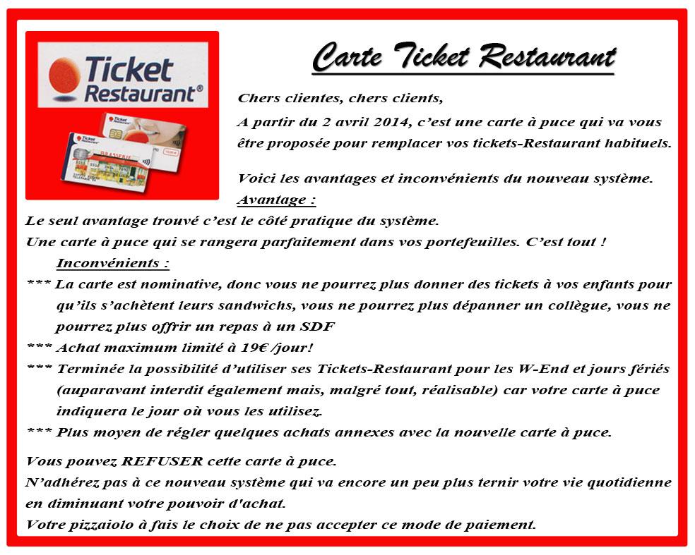 Ticket restaurant - Fédération des Pizzaïolos de France